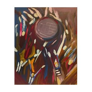 Fodboldmaleri Fodboldfans 60 x 50 cm.