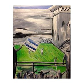 Fodboldmaleri Stadion med fans 90 x 70 cm.