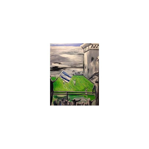 Fodboldmaleri Stadion med fans 90 x 70 cm.