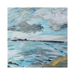 Landskab Kysten ved Julebkshus Ml: 50 x 50 cm.