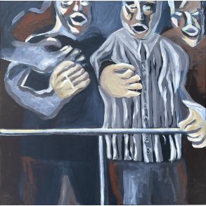 Fodboldmaleri Dedikeret opbakning 80 x 80 cm.