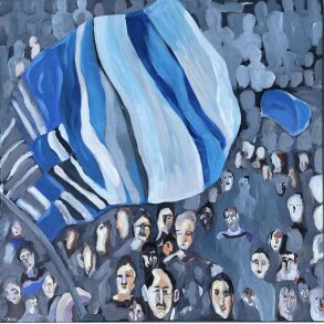 Fodboldmaleri 60 x 60 cm.