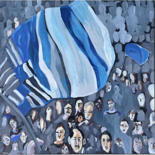 Fodboldmaleri 60 x 60 cm.