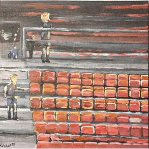 Fodboldmaleri Fans p stadion der er bnet 30 x 30 cm.