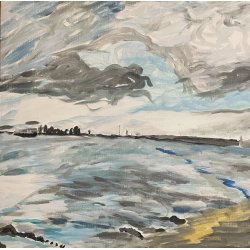 Landskab Kysten ved Julebkshus Ml: 50 x 50 cm.