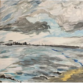 Landskab Kysten ved Julebkshus Ml: 50 x 50 cm.