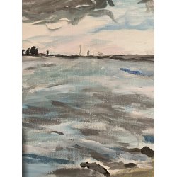 Landskab Kysten ved Julebkshus Ml: 50 x 50 cm.