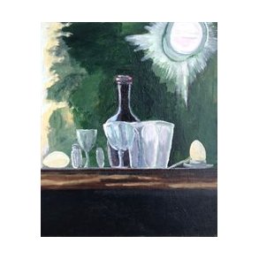 Stilleben Glas flaske g, natmad