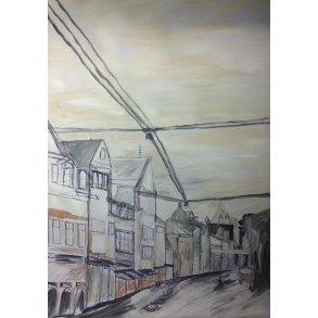 Helsingr Stengade tegning / akvarel p papir