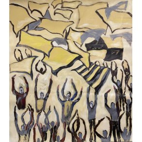 Sort-gul kbh fanzone maleri