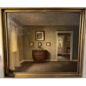 Vintage maleri / E Schneider / Interir / Ml: 62 x 72 cm. inkl rammen