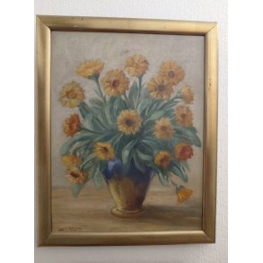 Vintage maleri / Lars Kliim /  Stilleben vase M�l: 50 x 40 cm.