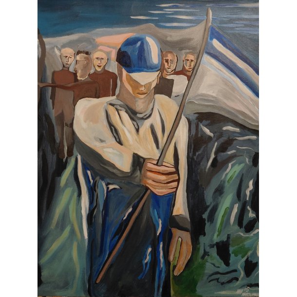 Fodboldmaleri Fan med flag 80 x 60 cm.