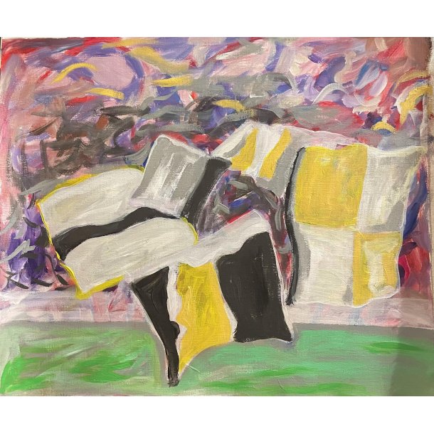 gul - sort bannere M�l: 52 x 55 cm.