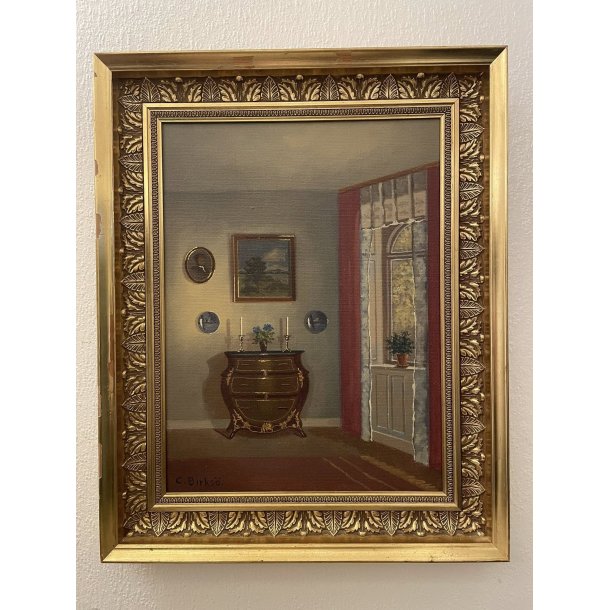 Vintage maleri / Birks� / Interi�r / M�l : 50 x 40 cm.