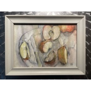 Moderne maleri / Ny kunst / Stilleben opstilling / Signeret Lida Jahn / I glas ramme m�l: 26,5 x 35,5 cm.