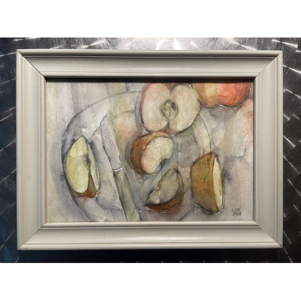Moderne maleri / Ny kunst / Stilleben opstilling / Signeret Lida Jahn / I glas ramme m�l: 26,5 x 35,5 cm.