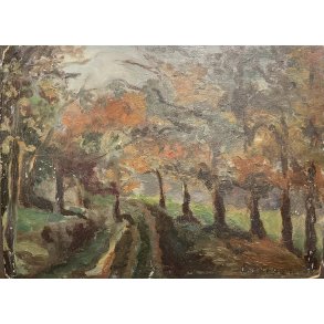 Vintage maleri / Signeret / Skov parti / M�l: 23,5 x 31,5 cm.