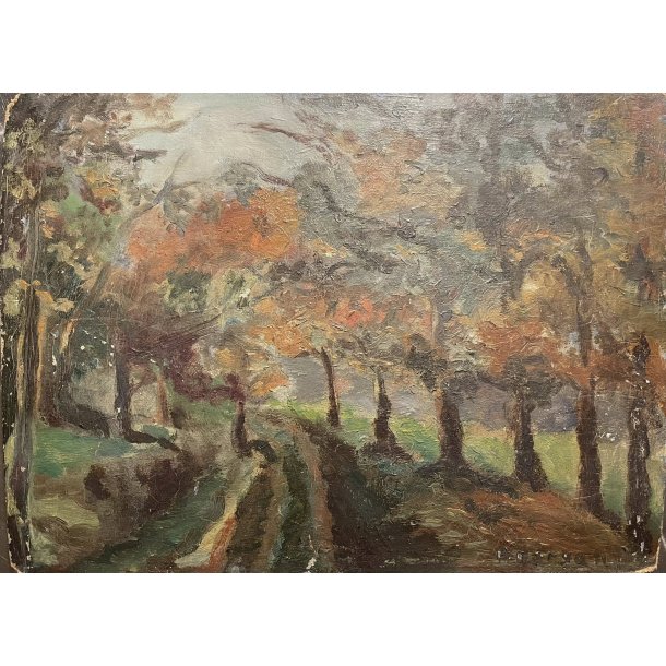 Vintage maleri / Signeret / Skov parti / M�l: 23,5 x 31,5 cm.