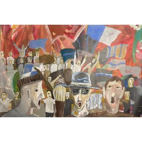 Fans p� tribunen M�l: 49 x 78 cm.