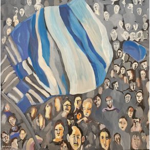 Fodboldmaleri 60 x 60 cm.