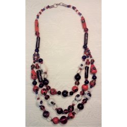 3-radet vintage millefiori halsk�de