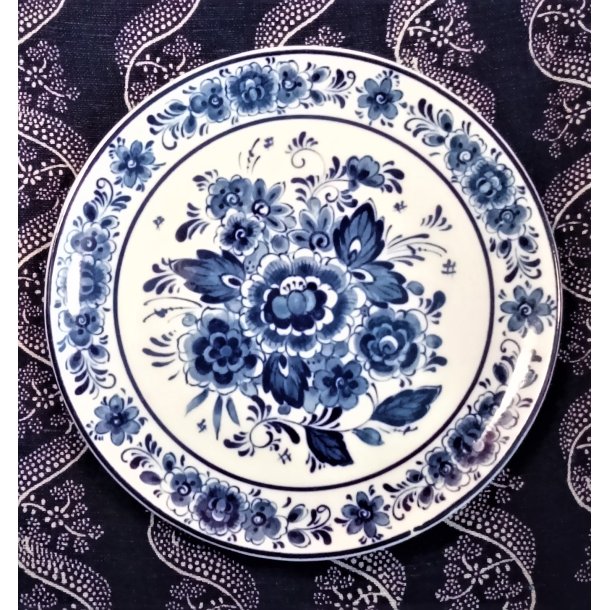 Bl� Delft vintage platte med blomstermotiv