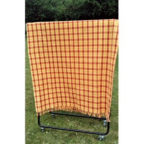 R�d- og gulternet vintage dug med frynser
