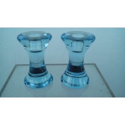 Holmegaard akva bl� glas lysestager