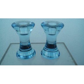 Holmegaard akva bl� glas lysestager