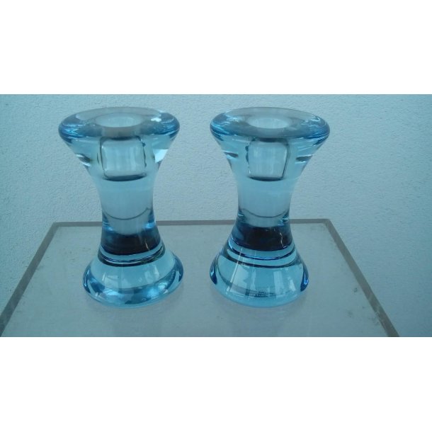 Holmegaard akva bl� glas lysestager