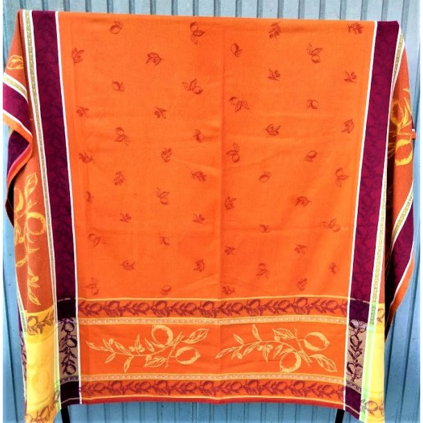 Orange og r�d / gul vintage bomuldsdug