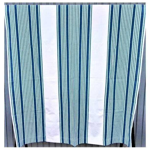 Lang vintage bomuldsdug med bl� og gr�nne striber
