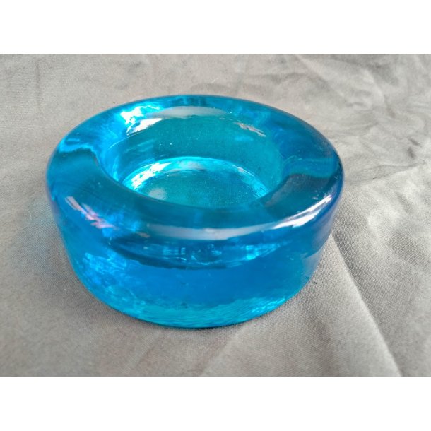 Turkis vintage glaslysestage / saltkar