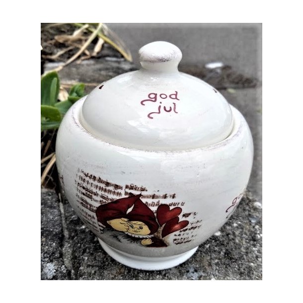 Vintage marmeladekrukke med julemotiver