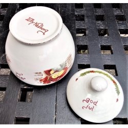 Vintage marmeladekrukke med julemotiver