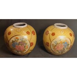Gule japanske Satsuma vintage vaser