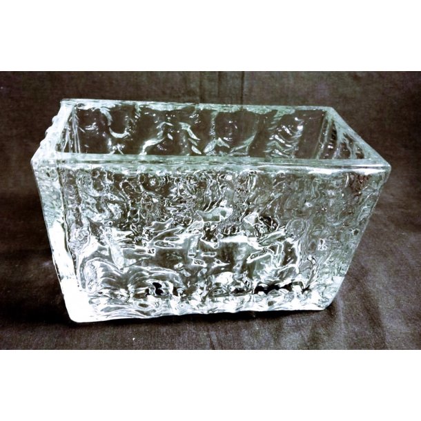 Frosted vintage glasvase /  jardiniere