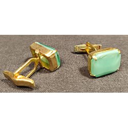 Vintage manchetknapper med gr�n quarts
