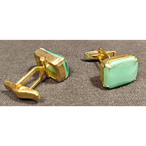 Vintage manchetknapper med gr�n quarts