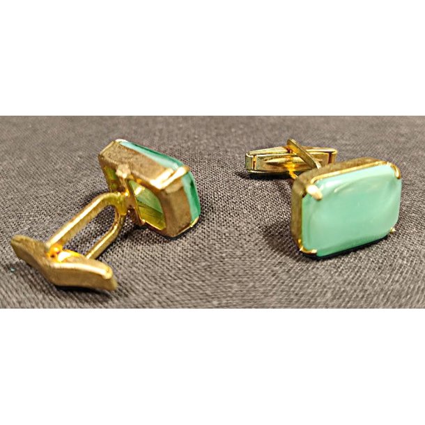 Vintage manchetknapper med gr�n quarts