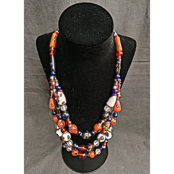 3-radet vintage millefiori halsk�de