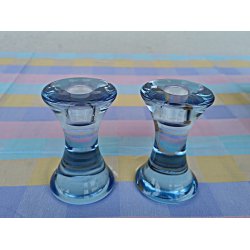Holmegaard akva bl� glas lysestager