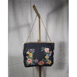 Vintage selskabstaske med petit point broderi