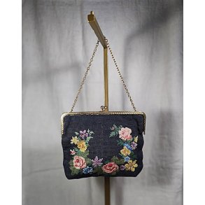 Vintage selskabstaske med petit point broderi