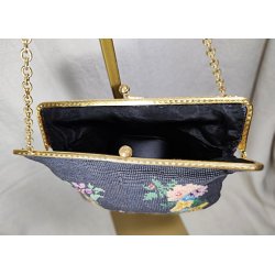 Vintage selskabstaske med petit point broderi