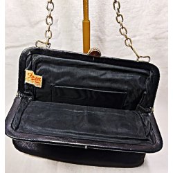 Sort vintage skindtaske med guldk�de