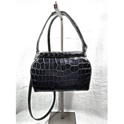 Sort vintage krokodilleskinds taske