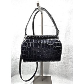 Sort vintage krokodilleskinds taske