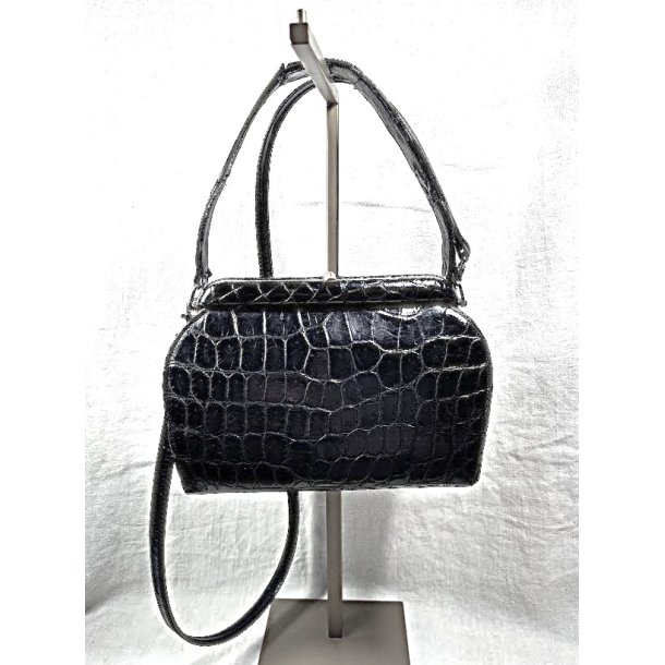 Sort vintage krokodilleskinds taske